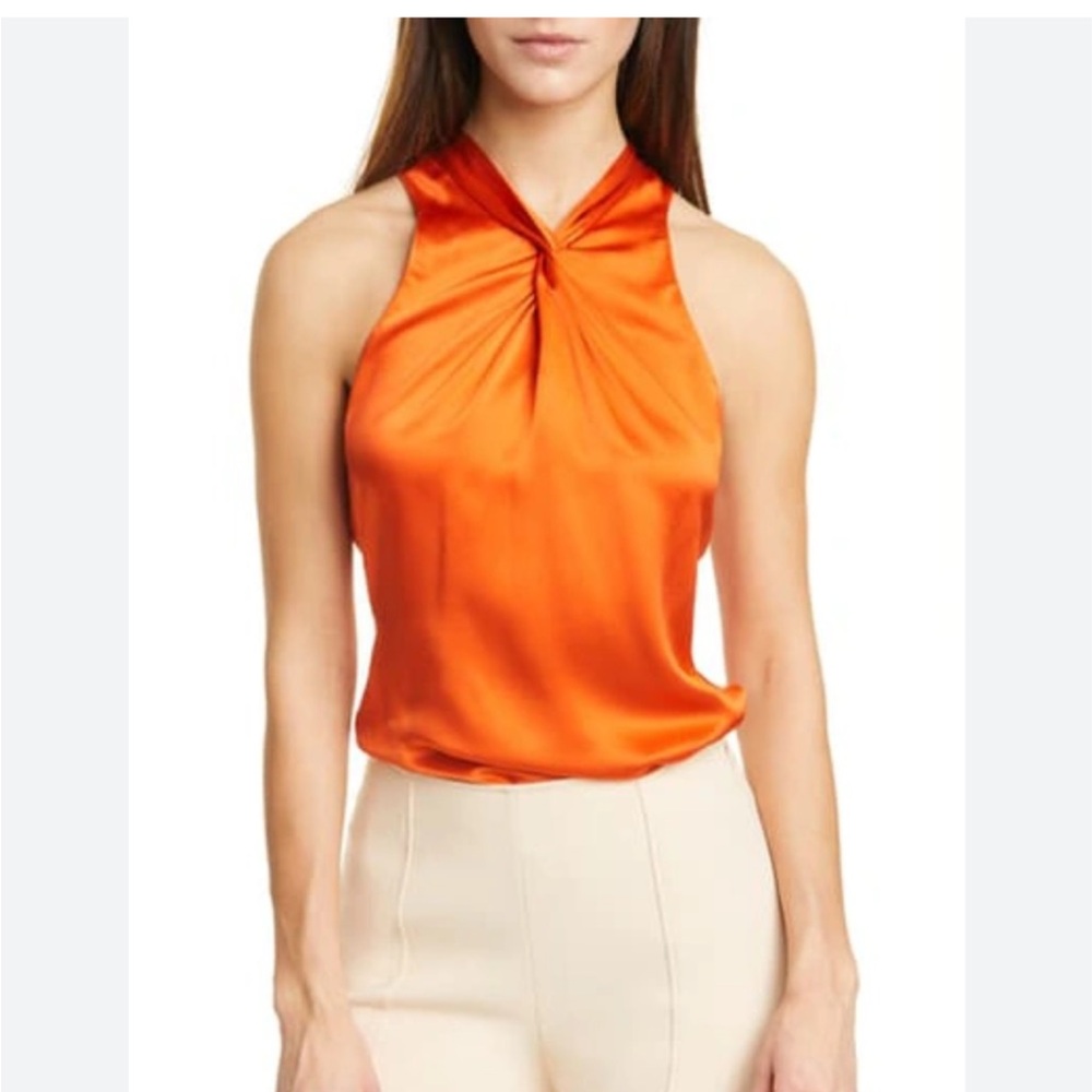 Cinq a Sept Lauren Silk Tank in Blood Orange NWOT